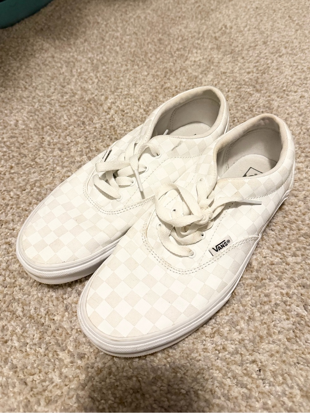 Vans Cream and White Checkerboard Low-Top Big Kids Old Skool